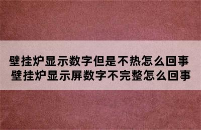 壁挂炉显示数字但是不热怎么回事 壁挂炉显示屏数字不完整怎么回事